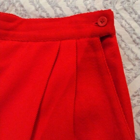 Vintage Matsu 100%‎ Wool Siren Red Career Pleated Pencil Skirt - Picture 5 of 6